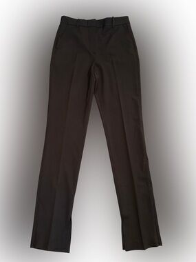 Massimo Dutti Brown Straight-Leg Dress Pants with zippered split hem size 8
